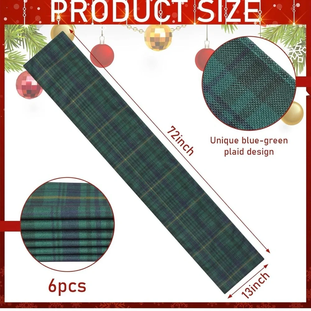 Tartan Green Plaid Table Runner Lot of 3